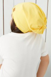 Kız Çocuk Canlı Sarı 4 mevsim Şapka Bere Buff -yumuşak doğal penye - 2