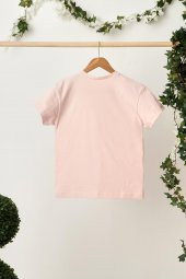 Pudra Kız Çocuk Kısa Kollu Bisiklet Yaka Terletmez, Yumuşak Rahat %100 Pamuklu Penye T-Shirt - 2