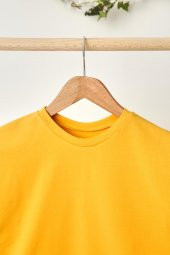 Hardal Kız Çocuk Kısa Kollu Bisiklet Yaka Terletmez, Yumuşak Rahat %100 Pamuklu Penye T-Shirt - 3