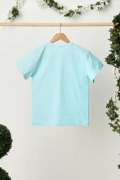 Bebe Mavi Erkek Çocuk Kısa Kollu Bisiklet Yaka Terletmez, Yumuşak Rahat %100 Pamuklu Penye T-Shirt - 2