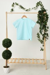 Bebe Mavi Erkek Çocuk Kısa Kollu Bisiklet Yaka Terletmez, Yumuşak Rahat %100 Pamuklu Penye T-Shirt - 4