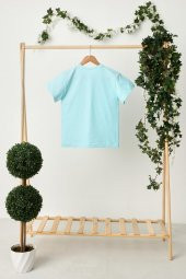 Bebe Mavi Erkek Çocuk Kısa Kollu Bisiklet Yaka Terletmez, Yumuşak Rahat %100 Pamuklu Penye T-Shirt - 5