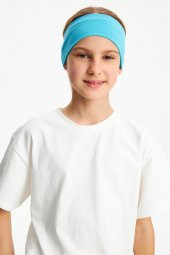 Aqua-Beyaz Kız %100 Pamuklu Penye T-Shirt Bandana 2^li Takım -Spor Rahat BEST OF Koleksiyon 3 - 1