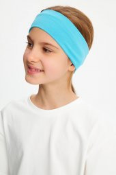 Aqua-Beyaz Kız %100 Pamuklu Penye T-Shirt Bandana 2^li Takım -Spor Rahat BEST OF Koleksiyon 3 - 2