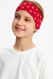 Kırmızı puantiyeli-Beyaz Kız %100 Pamuklu Penye T-Shirt Bandana 2^li Takım -Spor Rahat BEST OF Koleksiyon 3 - 1