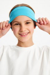Aqua-Beyaz Kız %100 Pamuklu Penye T-Shirt Bandana 2^li Takım -Spor Rahat BEST OF Koleksiyon 3 - 3