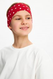 Kırmızı puantiyeli-Beyaz Kız %100 Pamuklu Penye T-Shirt Bandana 2^li Takım -Spor Rahat BEST OF Koleksiyon 3 - 2