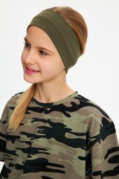 Haki-Kamuflaj Kız %100 Pamuklu Penye T-shirt Bandana 2^li Takım -spor Rahat Best Of Koleksiyon 5 - 2