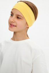 Sarı-Beyaz Kız %100 Pamuklu Penye T-Shirt Bandana 2^li Takım -Spor Rahat BEST OF Koleksiyon 3 - 4