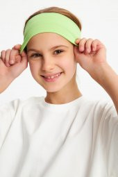 Fıstık Yeşili- Beyaz Kız %100 Pamuklu Penye T-Shirt Bandana 2^li Takım -Spor Rahat BEST OF Koleksiyon 3 - 2