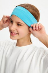 Aqua-Beyaz Kız %100 Pamuklu Penye T-Shirt Bandana 2^li Takım -Spor Rahat BEST OF Koleksiyon 3 - 4
