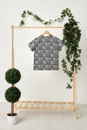Gri Kız Çocuk Kısa Kollu Desenli Bisiklet Yaka Terletmez, Yumuşak Rahat %100 Pamuklu Penye T-Shirt - 5
