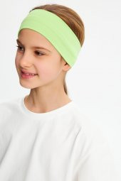 Fıstık Yeşili- Beyaz Kız %100 Pamuklu Penye T-Shirt Bandana 2^li Takım -Spor Rahat BEST OF Koleksiyon 3 - 4