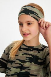 Kamuflaj-Kamuflaj Kız %100 Pamuklu Penye T-Shirt Bandana 2^li Takım -Spor Rahat BEST OF Koleksiyon 5 - 4