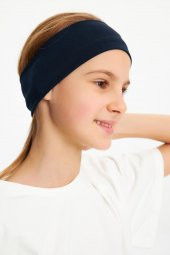 Lacivert-Beyaz Kız %100 Pamuklu Penye T-Shirt Bandana 2^li Takım -Spor Rahat BEST OF Koleksiyon 3 - 2