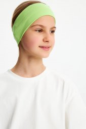 Fıstık Yeşili- Beyaz Kız %100 Pamuklu Penye T-Shirt Bandana 2^li Takım -Spor Rahat BEST OF Koleksiyon 3 - 5