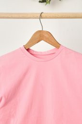 Pembe Kız Çocuk Kısa Kollu Bisiklet Yaka Terletmez, Yumuşak Rahat %100 Pamuklu Penye T-Shirt - 3