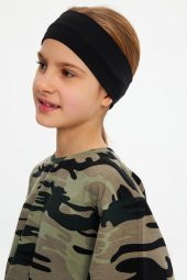 Siyah-Kamuflaj Kız %100 Pamuklu Penye T-Shirt Bandana 2^li Takım -Spor Rahat BEST OF Koleksiyon 5 - 2