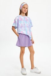 Batik Kız Çocuk Kısa Kollu Desenli Bisiklet Yaka Terletmez, Yumuşak Rahat %100 Pamuklu Penye T-Shirt - 6