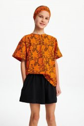 Siyah Kız Çocuk Beli Lastikli Cepli Yumuşak Rahat Hafif %100 Pamuklu Penye Şort - 6