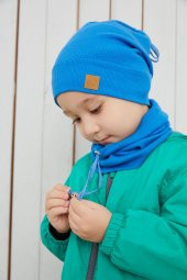 Erkek Bebek Çocuk Mavi Şapka Bere El yapımı Rahat Cild dostu %100 Pamuklu Kaşkorse - 7
