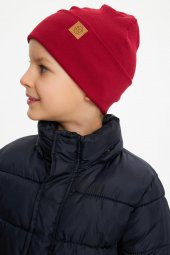 Bordo Erkek Bebek Çocuk Trend Style Şapka Bere Boyunluk Takım Rahat %100 Pamuklu Kaşkorse - 7