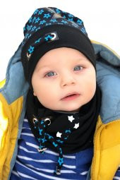 Siyah-Turkuaz Babygiz erkek siyah turkuaz bere boyunluk - 1