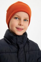 Kiremit Erkek Bebek Çocuk Trend Style Şapka Bere Boyunluk Takım Rahat %100 Pamuklu Kaşkorse - 7