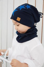 Babygiz Siyah Mavi  Fanatik Bere Boyunluk Takım Yumuşak Çift Katlı Spor %100 Doğal Pamuklu Penye - 1