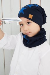 Babygiz Siyah Mavi  Fanatik Bere Boyunluk Takım Yumuşak Çift Katlı Spor %100 Doğal Pamuklu Penye - 3