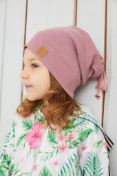 Kız Bebek Çocuk Açık Pembe Şapka Bere El yapımı Rahat Cild dostu %100 Pamuklu Kaşkorse - 4