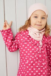 Kız Bebek Çocuk Pudra İp detaylı Şapka Bere Boyunluk Takım Rahat %100 Pamuklu Kaşkorse Yerli - 6