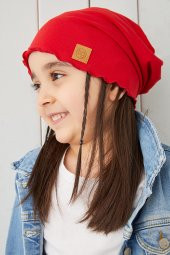 Babygiz Kırmızı Kız Çocuk Bebek Bere Boyunluk Set Yumuşak %100 Pamuklu Penye Trend Seri - 5