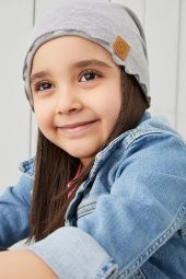 Babygiz Gri Kız Çocuk Bebek Bere Boyunluk Set Yumuşak %100 Pamuklu Penye Trend Seri - 4
