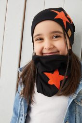 Babygiz Siyah Turuncu Fanatik Bere Boyunluk Takım Yumuşak Çift Katlı Spor %100 Doğal Pamuklu Penye - 3