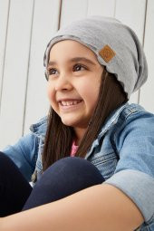 Babygiz Gri Kız Çocuk Bebek Bere Boyunluk Set Yumuşak %100 Pamuklu Penye Trend Seri - 6