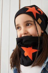 Babygiz Siyah Turuncu Fanatik Bere Boyunluk Takım Yumuşak Çift Katlı Spor %100 Doğal Pamuklu Penye - 4
