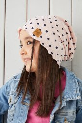 Babygiz pudra Siyah Kız Çocuk Bebek Bere Boyunluk Set Yumuşak %100 Pamuklu Penye Trend Seri - 5