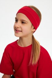 Kırmızı Kız Pamuklu Penye, Kaymaz, Terletmez, Ultra Hafif,  Esnek Saç Bandı Bandana - 1