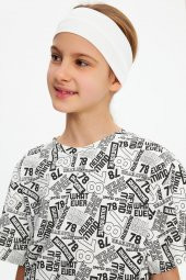 Beyaz Kız Pamuklu Penye, Kaymaz, Terletmez, Ultra Hafif,  Esnek Saç Bandı Bandana - 4