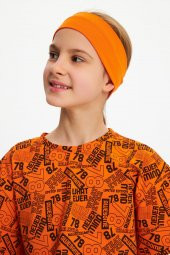 Turuncu Kız Pamuklu Penye, Kaymaz, Terletmez, Ultra Hafif,  Esnek Saç Bandı Bandana - 2
