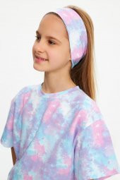 Batik Kız Pamuklu Penye, Kaymaz, Terletmez, Ultra Hafif,  Esnek  Desenli Saç Bandı Bandana - 2