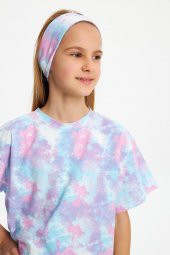 Batik Kız Pamuklu Penye, Kaymaz, Terletmez, Ultra Hafif,  Esnek  Desenli Saç Bandı Bandana - 3