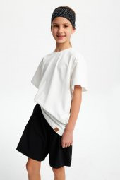 Siyah-melanj Kız Pamuklu Penye, Kaymaz, Terletmez, Ultra Hafif, Esnek Desenli Saç Bandı Bandana - 4