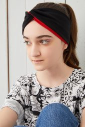 Siyah Kırmızı Çocuk Genç Bandana Saç Bandı ekstra yumuşak Esnek doğal %100 pamuklu Penye - 1