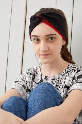 Siyah Kırmızı Çocuk Genç Bandana Saç Bandı ekstra yumuşak Esnek doğal %100 pamuklu Penye - 4