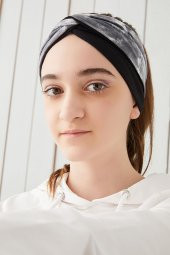 Batik Siyah Çocuk Genç Bandana Saç Bandı ekstra yumuşak Esnek doğal %100 pamuklu Penye - 1