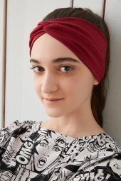 Bordo Çocuk Genç Bandana Saç Bandı ekstra yumuşak Esnek doğal %100 pamuklu Penye - 1