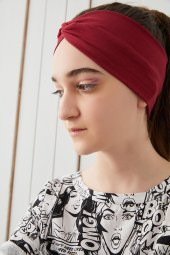 Bordo Çocuk Genç Bandana Saç Bandı ekstra yumuşak Esnek doğal %100 pamuklu Penye - 2
