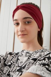 Bordo Çocuk Genç Bandana Saç Bandı ekstra yumuşak Esnek doğal %100 pamuklu Penye - 3